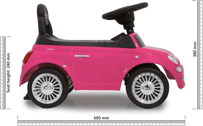 Jamara 460436 Pink 460436-Push-car Fiat 500 Tilt Prevention, Backrest, Hand Grip, Boot Under The seat, Sounds, Horn