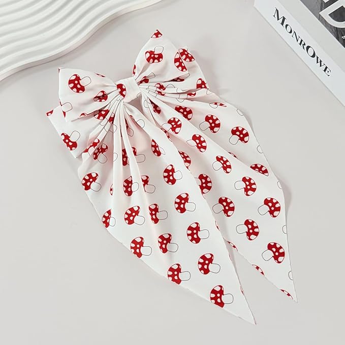 Kids Girls Mushroom Hair Clips Bow Mushroom Pattern Hair Pin Kids Girls Mushroom Print Hairclips BBW03 (Bow-B1)