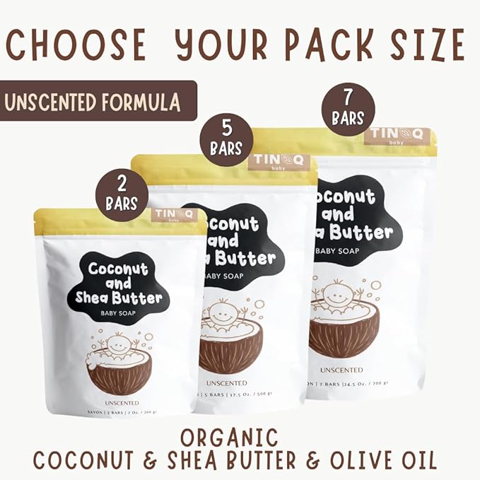 Fragrance Free Baby Bar Soap for Sensitive Skin | Unscented Natural soap bar for toddlers kids adults with gentle skin | Organic ING | Made in USA | 5 Bars (3.5 oz Each)