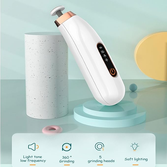 Baby Electric Nail Trimmer,Rechargeable Nail Filer,4 Speed Modes Cordless Safe Electric Nail Drill Machine with LED Spotlight,5 Replace Grinder Head Baby Nail File for Newborn Toddler