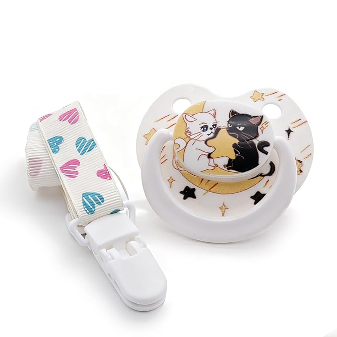 Adult Pacifier for Anxiety: Cute Paci Large Shield for Sleep - Handle Binky with Pacifier Holder Clips