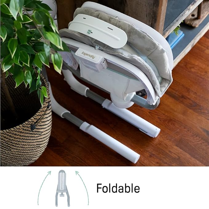 Ingenuity Anyway Sway 5-Speed Multi-Direction Portable Foldable Baby Swing & Infant Seat with Vibrations, Nature Sounds, 0-9 Months 6-20 lbs (Ray)