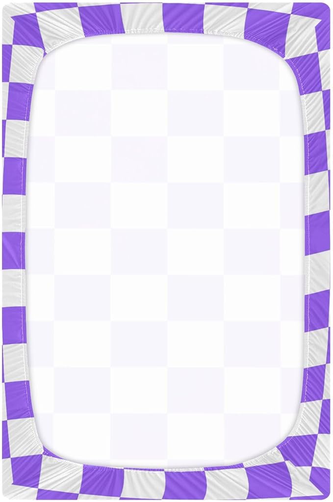 Baby Crib Sheet Purple Checkerboard Crib Mattress for Boys and Girls Playard Sheet Soft Breathable Fitted Baby Mattress Cover 52x28in