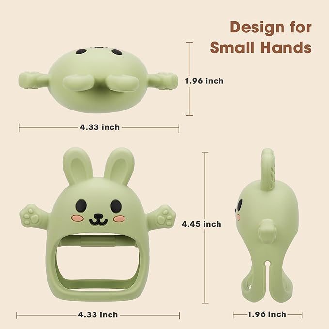 Easter 2 Pack Baby Teething Toys for 3-6 6-12 Months, Soft Silicone BPA Free Bunny Teething Mitten, Easter Basket Stuffers Chew Teether Toys 0-3 6 9 12 Months for Babies Sucking Needs