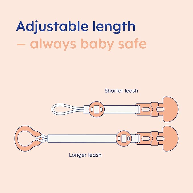 MAM Dummy Clip | Baby Soother Clips Fit All MAM Soothers | Adjustable Length and Lightweight Design | Baby Accessories | Blue (Various Designs) | Dummies Not Included