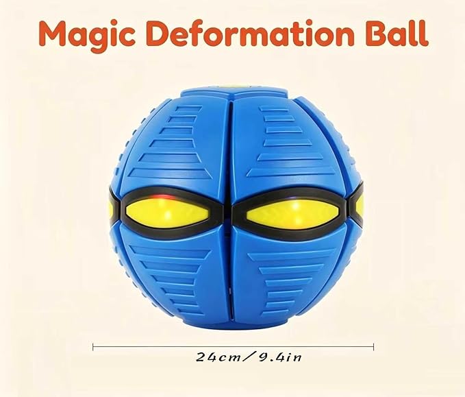 Magic Deformation Ball, Kids Bouncy Ball, Interactive Flying Saucer Pop-Up Toy, Parent-Child Interactive Red Bounce Ball, Collapsible Delay Frisbee Disc Toy with 6 Lights