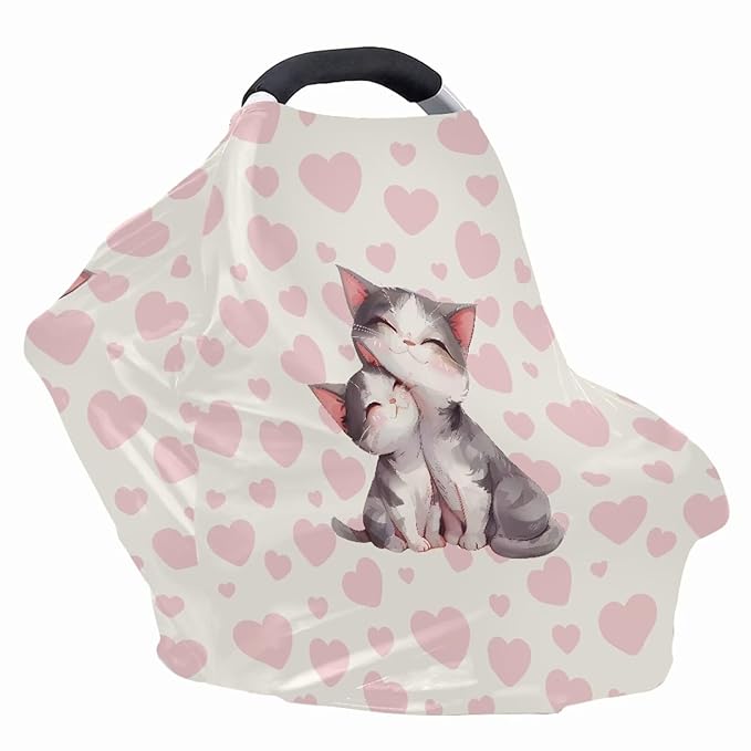 AFPANQZ Cat Baby Car Seat Canopy Nursing Cover Breastfeeding Scarf Shopping Cart Covers Stroller Sunshade High Chair Cover Car Seat Covers Girls Breathable