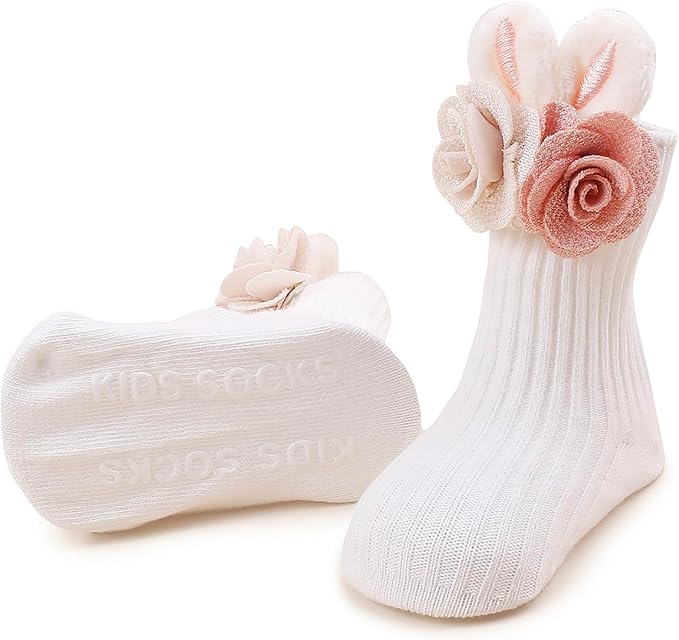 Baby Girls Headband & Socks Set, Cute Socks with Flower Hair Bows Baby Accessories Gifts for Newborn Infant Toddler