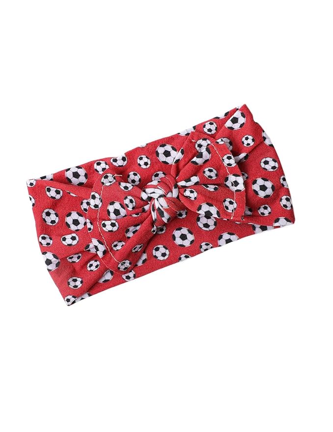 BBTDIN Baby Girls Soccer Headband Turban Infant Football Hairband Bowknot Newborn Soccer Bow Headwarp BTB10 (A4)