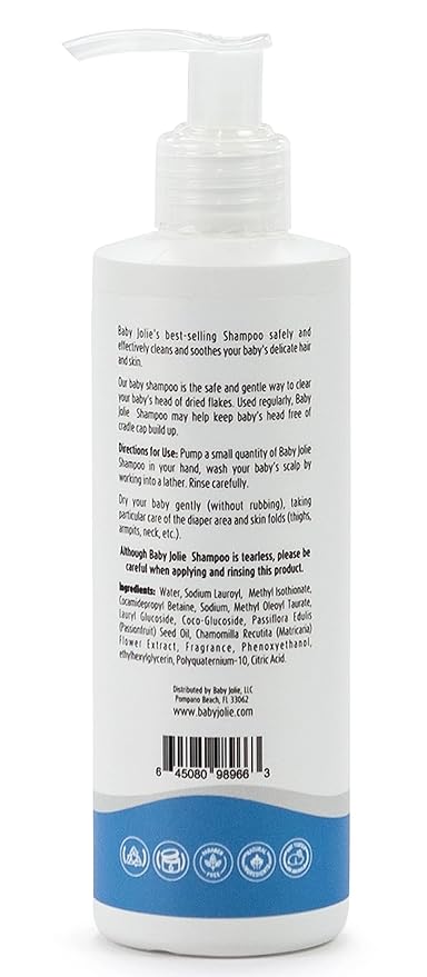 Baby Jolie Baby Shampoo – Tear-Free Gentle Shampoo for Babies & Kids, Hypoallergenic, Sensitive Scalp Care, Daily Use, 3 Pack (7.5oz / 221ml Each)