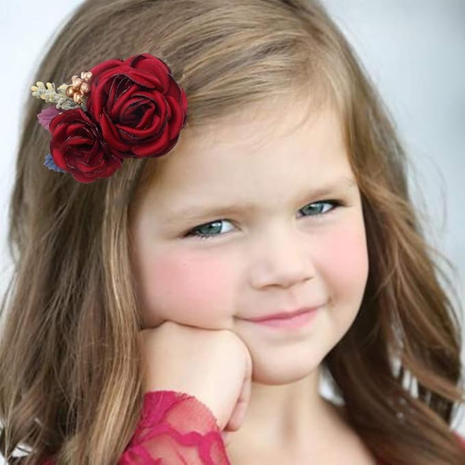 Flower Hair Clips Set-Cherrboll 3pcs Floral Hair Bow Accessories for Baby Girl Toddles Teen Gifts