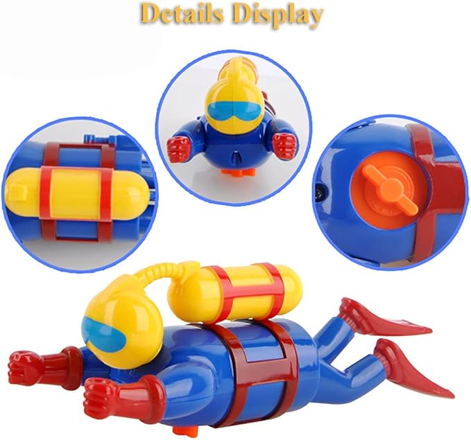 Wind-Up Diver Bath Toy for Toddlers – Clockwork Powered Swimming & Diving Frogman, Battery-Free Bathtub/ Pool Water Toy, BPA-Free Safe STEM Gift for Kids