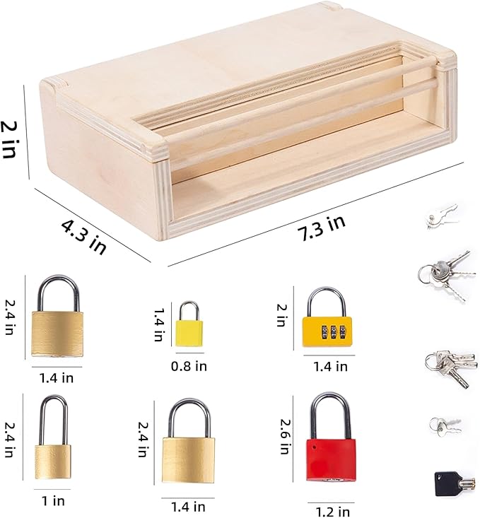 Montessori Lock and Key Toy Set for Kids, Educational Locks and Keys Toy, Montessori Materials Homeschool Preschool Educationl Toys for 3+ Year Old Toddlers (6 Pack Locks), LOCKS KEYS 01