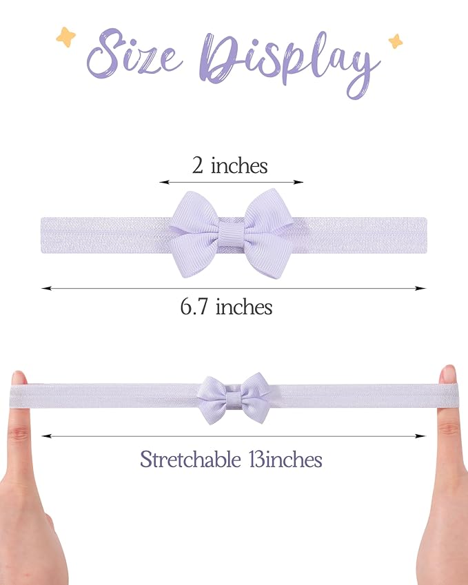 jollybows 40pcs Baby Girls Bows Headbands EXTREMELY MINI Elastic Hairband Ribbon Bow Hair Accessories for Kids Toddlers Infants Newborn