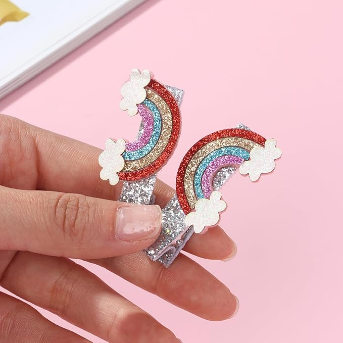 Baby Rainbow Cloud Headband Girls Hair Clips Pin Cloud Hair Band Rainbow Headwear BBG17 (Hair Clips-C)