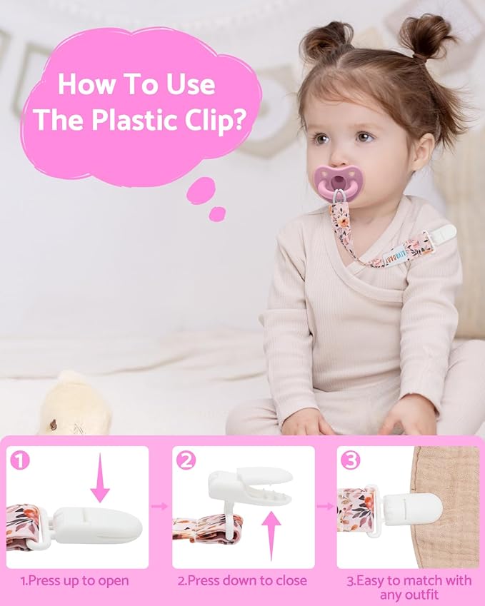 ALVABABY Pacifier Clips 8 Pack Pacifier Binky Paci Holder Leashes for Baby Teethers 8DP13