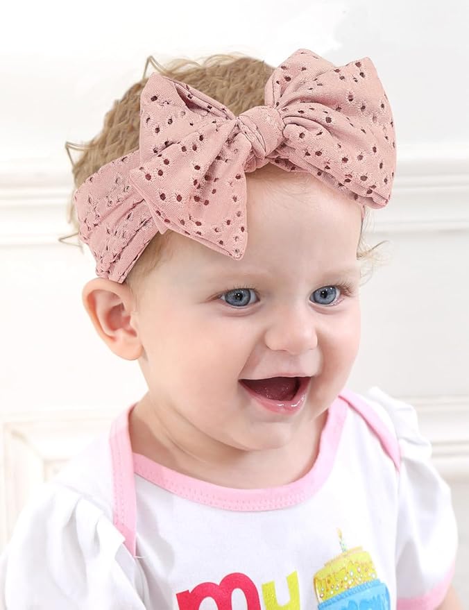 Stretchy Baby Girl Headbands Bows, Infant Headband Bows for Baby Bonnet Newborn Head Wraps Toddler Unisex (03H-17)