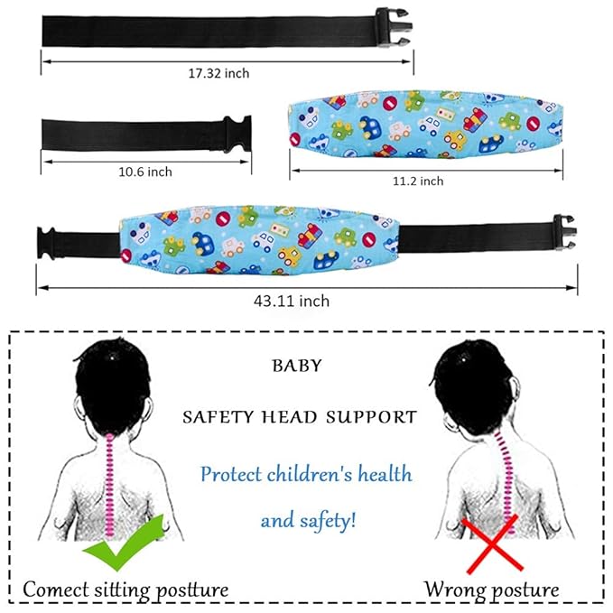 ZYNQACC 2PCS Baby Car Seat Head Support,Toddler Safety Car Seat Sleep Nap Aid Positioner Strap Belt Neck Protection Belt for Children and Kids(Pink, Blue) (Blue)