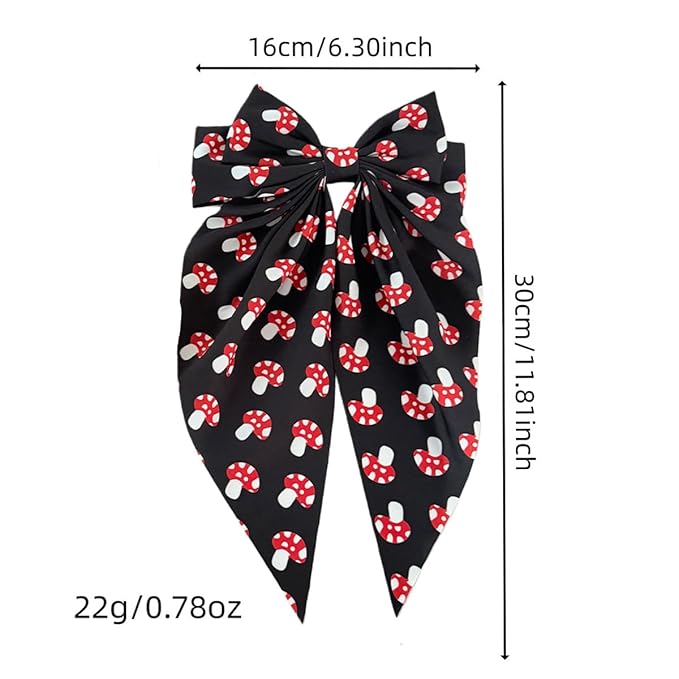 Kids Girls Mushroom Hair Clips Bow Mushroom Pattern Hair Pin Kids Girls Mushroom Print Hairclips BBW03 (Bow-B1)