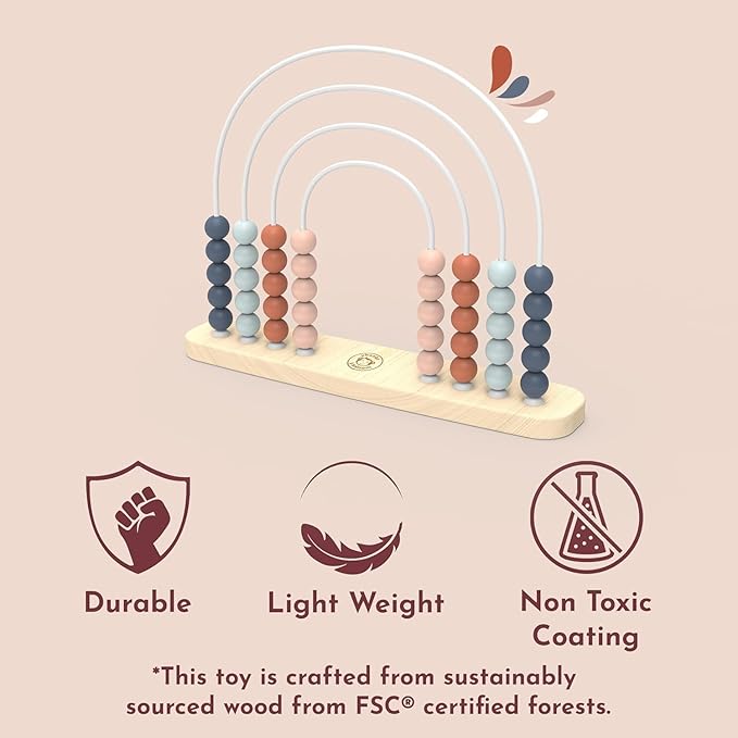 Speedy Monkey Wooden Roller Abacus Toy, Colorful Beads, Develops Hand-Eye Coordination, Color Recognition & Creativity, Smooth Sliding on Stainless Steel Rods, Non-Toxic Paint, Ideal for Kids