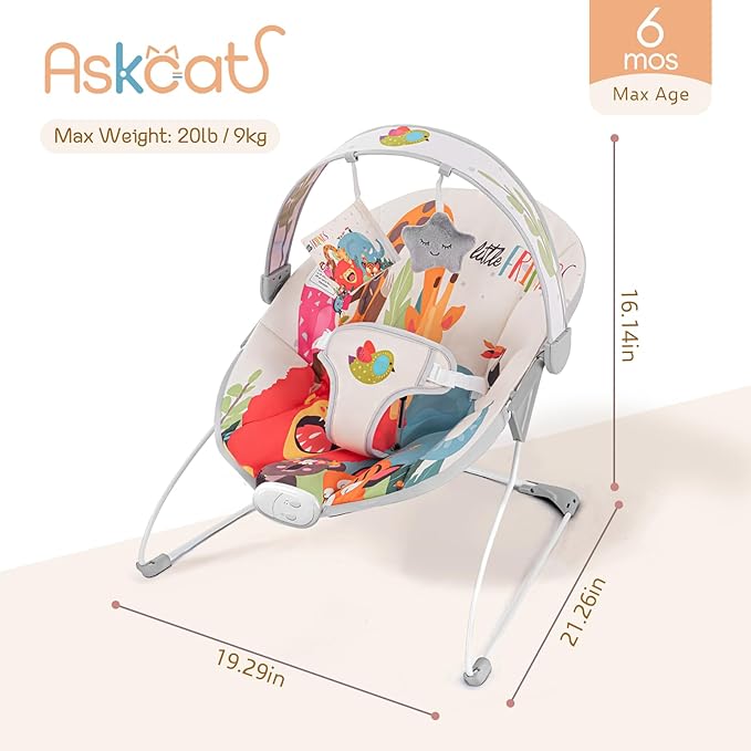 Baby Bouncer for Infant, Baby Bouncer seat,Electric Infant Bouncers with Music for Babies 0-6 Months Up to 20 lbs