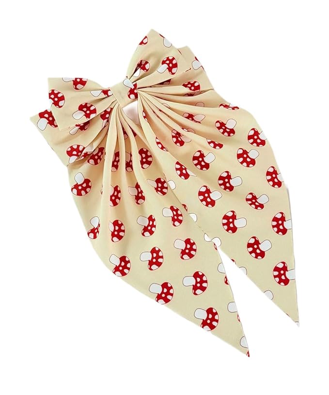 Kids Girls Mushroom Print Hair Clips Bow Mushroom Pattern Hair Pin Bowknot BBW03 (Bow-B4)