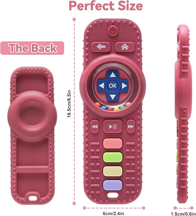 Baby RattlesTeething Toy for Babies 3-6-12 Months, Teething Relief, Silicone Infant Teethers TV Remote Shaped, Toddlers Sensory Toys, Newborn Must