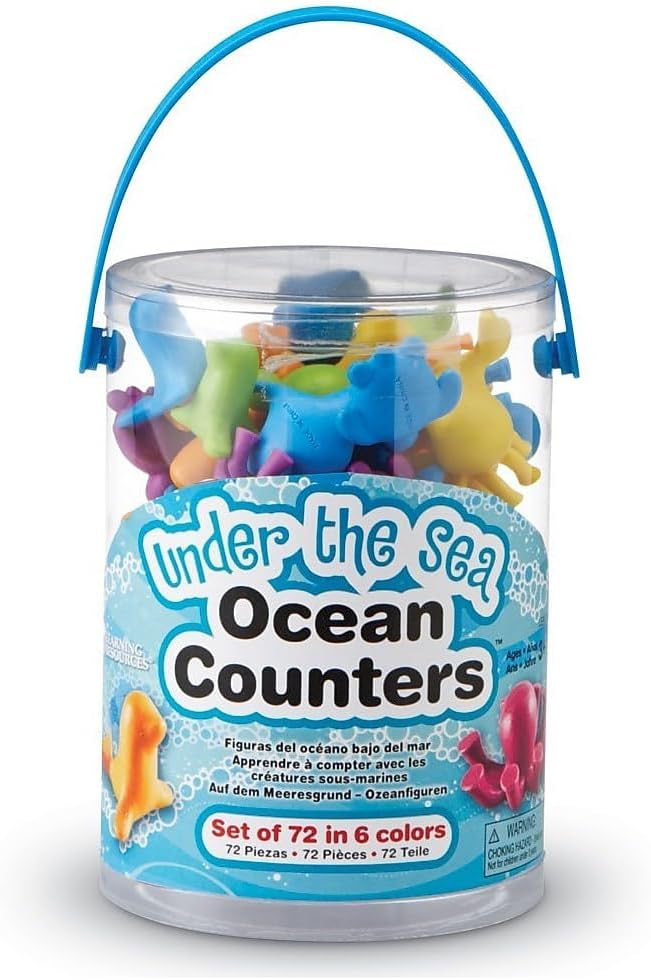 Learning Resources Under the Sea Ocean Counters - 72 Pieces, Ages 3+ Toddler Learning Toys, Counting Toys for Kids, Math Counters for Kids