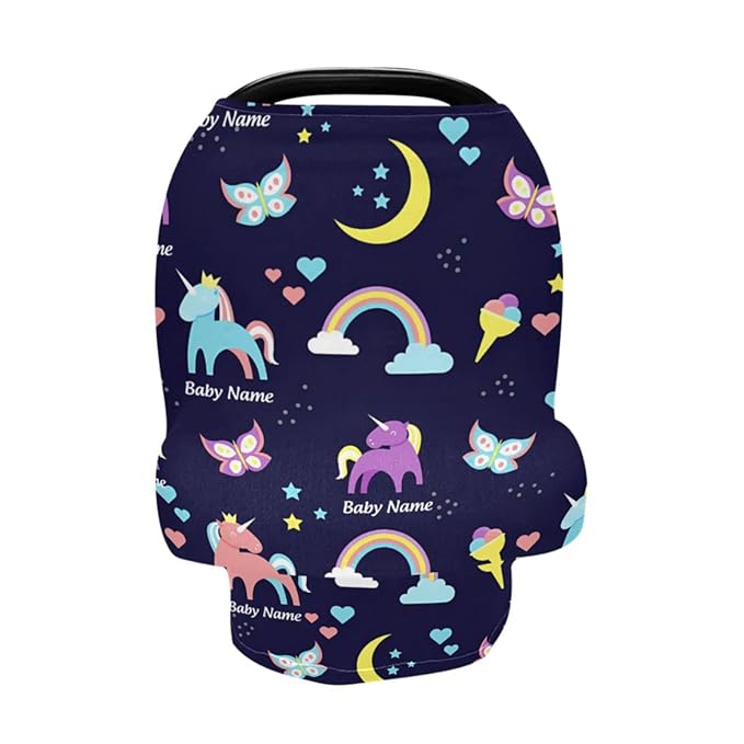 Personalized Baby Car Seat Cover for Babies, Custom Name Baby Car Seats Canopy for Boys Girls, Nursing Breastfeeding Stroller Covers for Infant Newborn, Shower Gift (Butterfly)