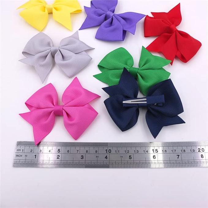 24 Colors Boutique Hair Bow Clips for Little Girls Grosgrain Ribbon Bow Alligator Hair Clip Toddler Baby Girl Kids Teens Hair Accessories (24 pcs/3.5 Inch Swallow Tail)