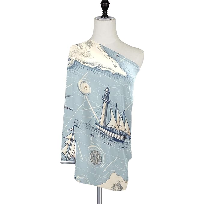 xigua Nautical Map Baby Car Seat Covers, Breathable Breastfeeding Covers - Car Seat Covers for Babies, Multi-use Nursing Cover