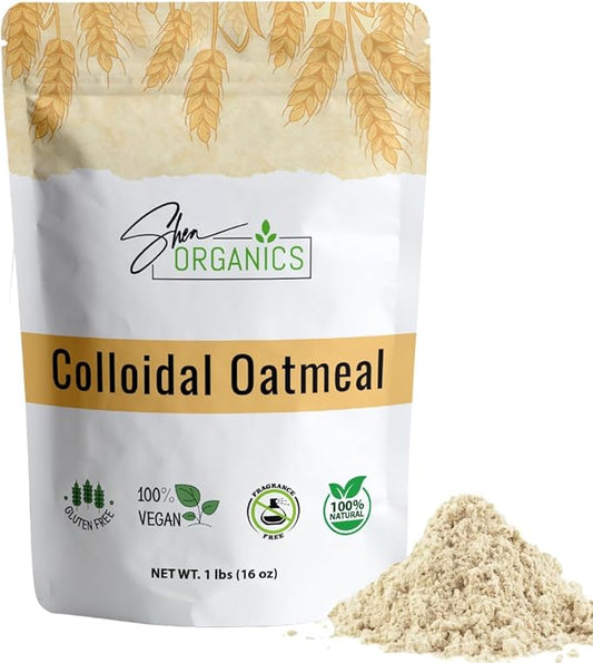 Shea Organics Colloidal Oatmeal Powder | Gentle Soothing Bath Treatment for Sensitive Skin | Natural Oat Bath for Babies & Adults | Ideal for DIY Skincare & Soap Making | 16 Ounce- Pack of 1