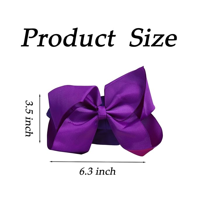 3 Pcs Baby Girls Headband Bows, Soft Nylon Hairbands Cute Big Bow Super Elastic Headband For Baby Girls Newborn Infant Toddlers (Orange Black Purple, Large)