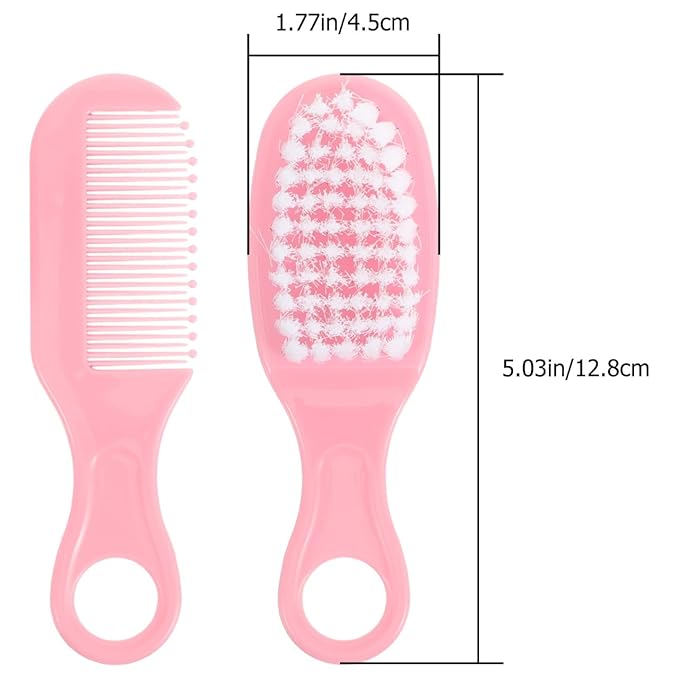 SUPVOX Baby Brush and Comb Set for Newborns Infant Massage Hair Brush with Circular Tooth Comb to Promote Scalp Circulation and Brain Development 4.72X1.57X0.78 Inches