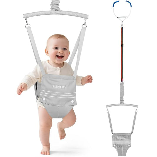 Slevoo Baby Jumper, Baby Doorway Jumper for Babies 6-12 Months, with Easy to Use Clamp and Adjustable Strap, Grey