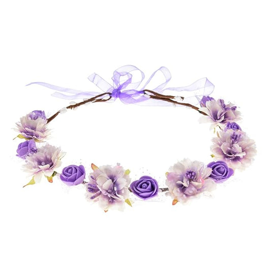 DDazzling Girls Breath Crown Flower Girl crown Floral Headband Wedding Hair Wreath Photo Props (Purple)