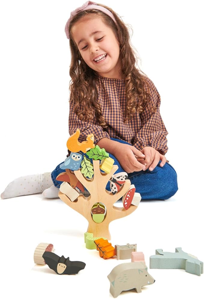 Tender Leaf Toys - Stacking Forest - Wooden Animal Balancing Game for Children and Toddlers - Manual Dexterity and Cognitive Development for Ages 18 Months+