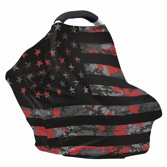 AFPANQZ American Flag Print Nursing Cover Breastfeeding Covers Stretchy Babies Car Seat Cover Soft Breathable Infant Carseat Canopy Shopping Cart Stroller Canopy for Baby