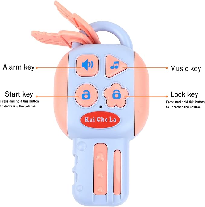 deAO Kids Steering Wheel for Backseat with Key Baby Toys Pretend Driving Simulated Steering Wheel Toy with Light and Music Gifts for Kids Toddlers Blue