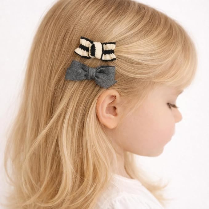 Baby Hair Clips Set, 10PCS Soft Fabric Hair Accessories for Toddlers, Mini Hair Bows for Daily Wear, School, Parties, Birthday Gifts (Black)