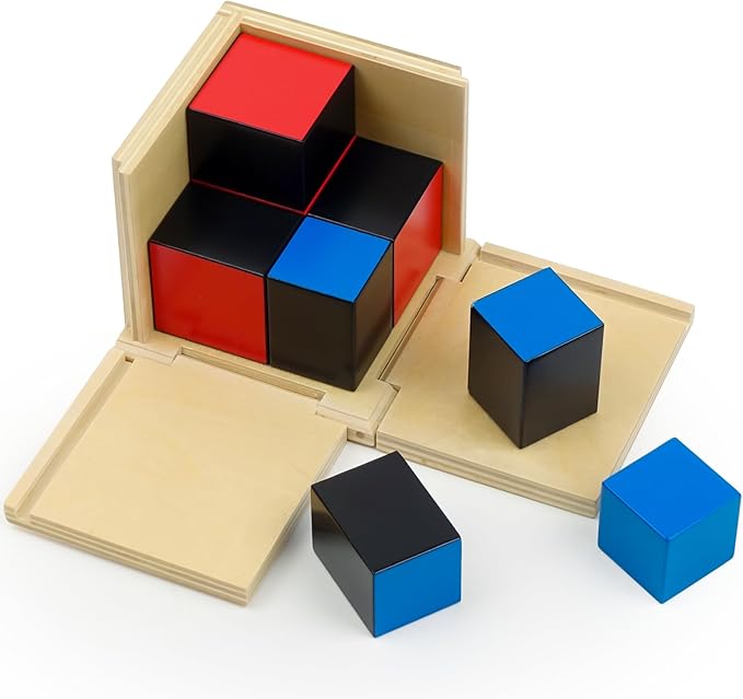 Hidoggy Montessori Binomial Cube, Montessori Sensorial Learning Materials Math Toy for Toddlers, Kids