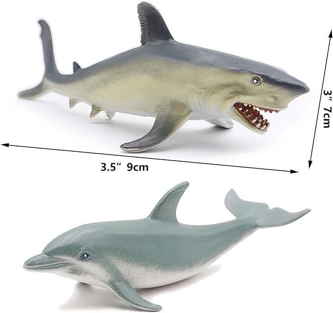 Gemini&Genius Whale Shark Animals Action Figure Toys for Kids (Dolphin, Tiger Shark, Whale Shark)