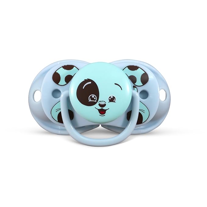 RaZbaby Keep-It-Kleen Baby Pacifier 2-Pack Closes When Dropped - BPA-Free Silicone Orthodontic Nipple, Ideal for Travel, Nipple Stays Clean, 0-36 Months - Dragon/Puppy - Personalized