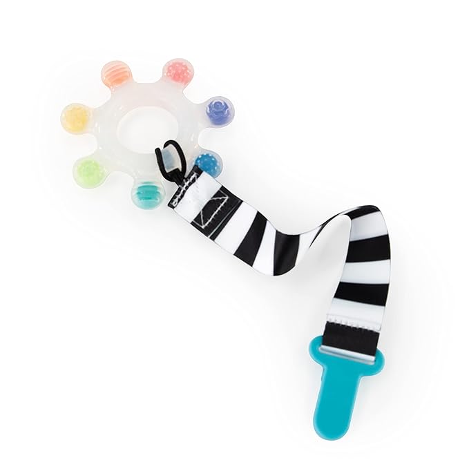 Sassy Rainbow Star Teether with Keeper | Textured Silicone Teether for Teething | Ages 3+ Months and Up