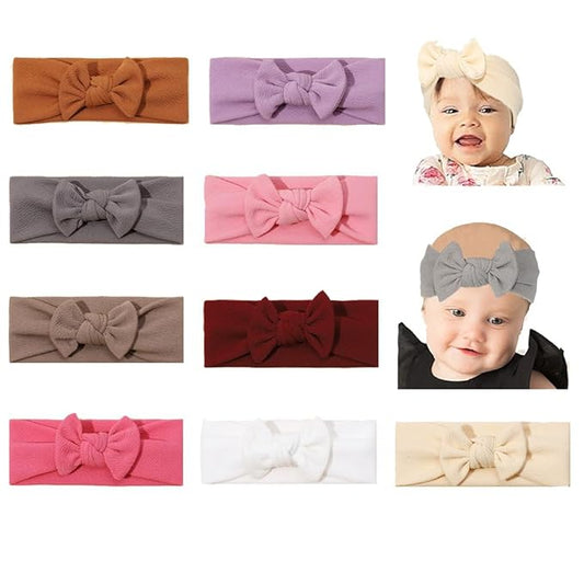 JIAHANG Baby Bows Turban Knotted Head Wraps Hair Bow Headbands Stretchy Hair bands 9PCS for Newborn Infant Toddlers Girls (QYB9197)
