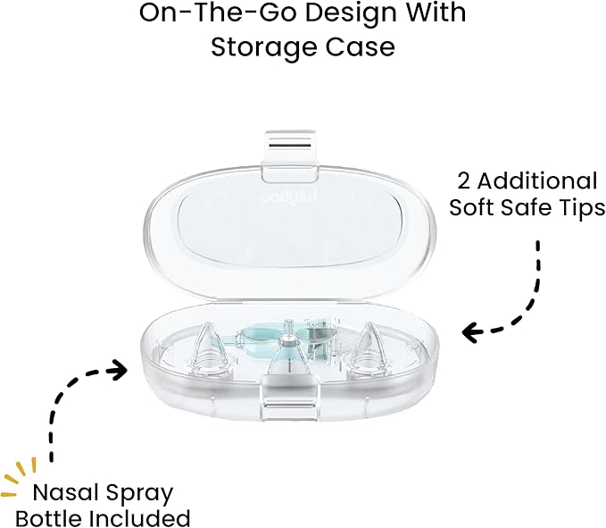 Lulyboo Baby Nasal Aspirator with Case - Reusable BPA-Free Snot Sucker with Soft Tips, Gentle & Effective Relief for Congestion, Easy to Clean, Ergonomic Design for Newborns & Toddlers