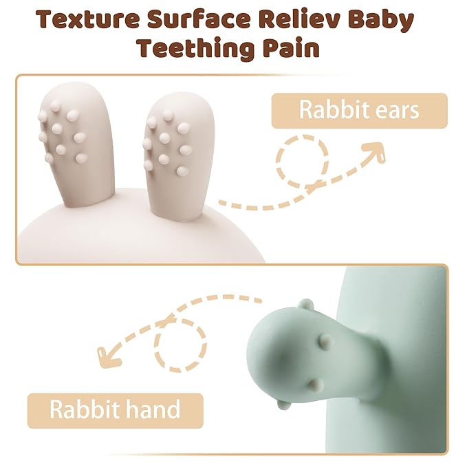 Baby Teething Toys 3-24 Months, Easter Bunny Toys, Teething Relief, Baby Teething Toys, Bunny Teether, Food-Grade Silicone Teething Mitten for Babies, 1 Year Baby Boy Gifts, BPA Free