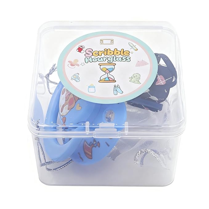 Adult Sized Pacifier Adorable Blue Capybara Cute Printed with Case Reusable Storage Box Pacifier Clips