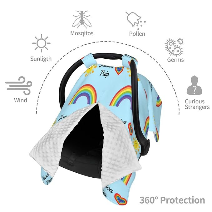 Personalized Baby Name Car Seat Covers for Girls,Nursing Custom Carseat Canopy for Babies Boy Winter Breastfeeding Cover Car Seat Canopies for Newborn Infant Toddler