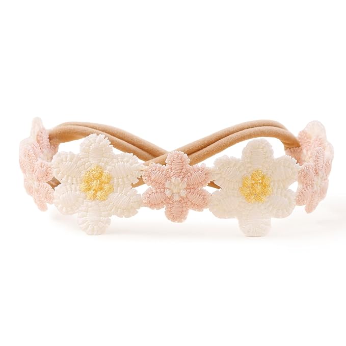 cherrboll Baby Girl Headbands and Socks Set, 3Pcs Soft Floral Hairbands Hair Bows Knit Socks for Newborn Infants Toddlers Photography Props Easter Gifts